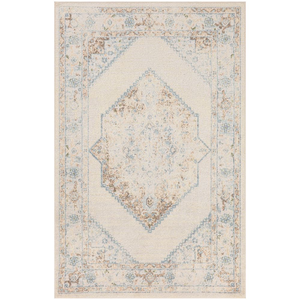 Nourison ASW13 Ivory Blue Astra Machine Washable Area Rug 2 ft. 2 in. X 4 ft.