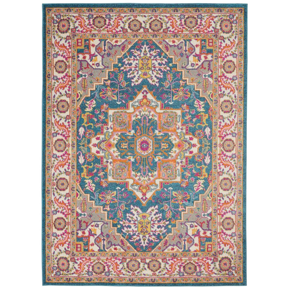 Nourison PSN20 Passion 3 Ft.9 In. x 5 Ft.9 In. Indoor/Outdoor Rectangle Rug in  Teal Multicolor