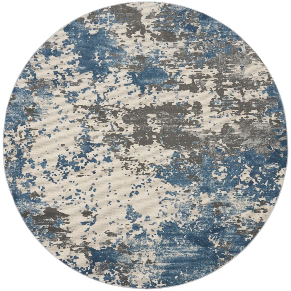 Nourison RUS08 Rustic Textures 7 Ft. 10 In. x 7 Ft. 10 In. Area Rug in Grey/Blue