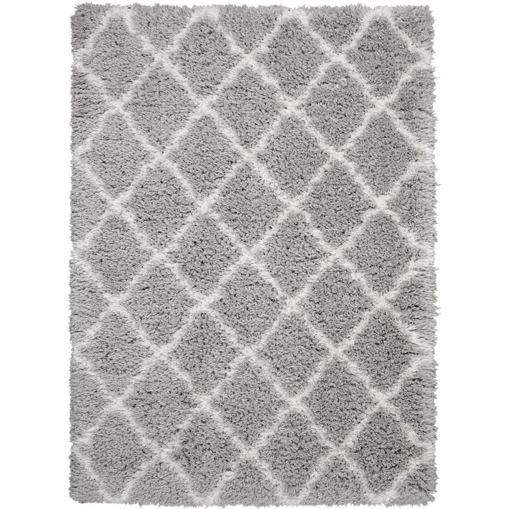 Nourison ULP02 Ultra Plush Shag 8 Ft.2 In. x 10 Ft. Indoor/Outdoor Rectangle Rug in  Grey/Ivory