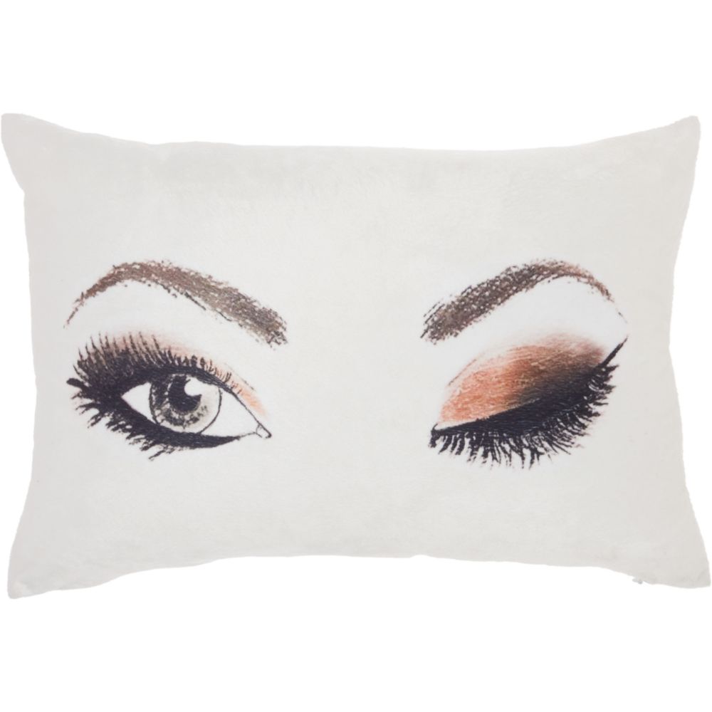 Nourison L3003 Life Styles Winky Eyes Ivory Throw Pillow in IVORY