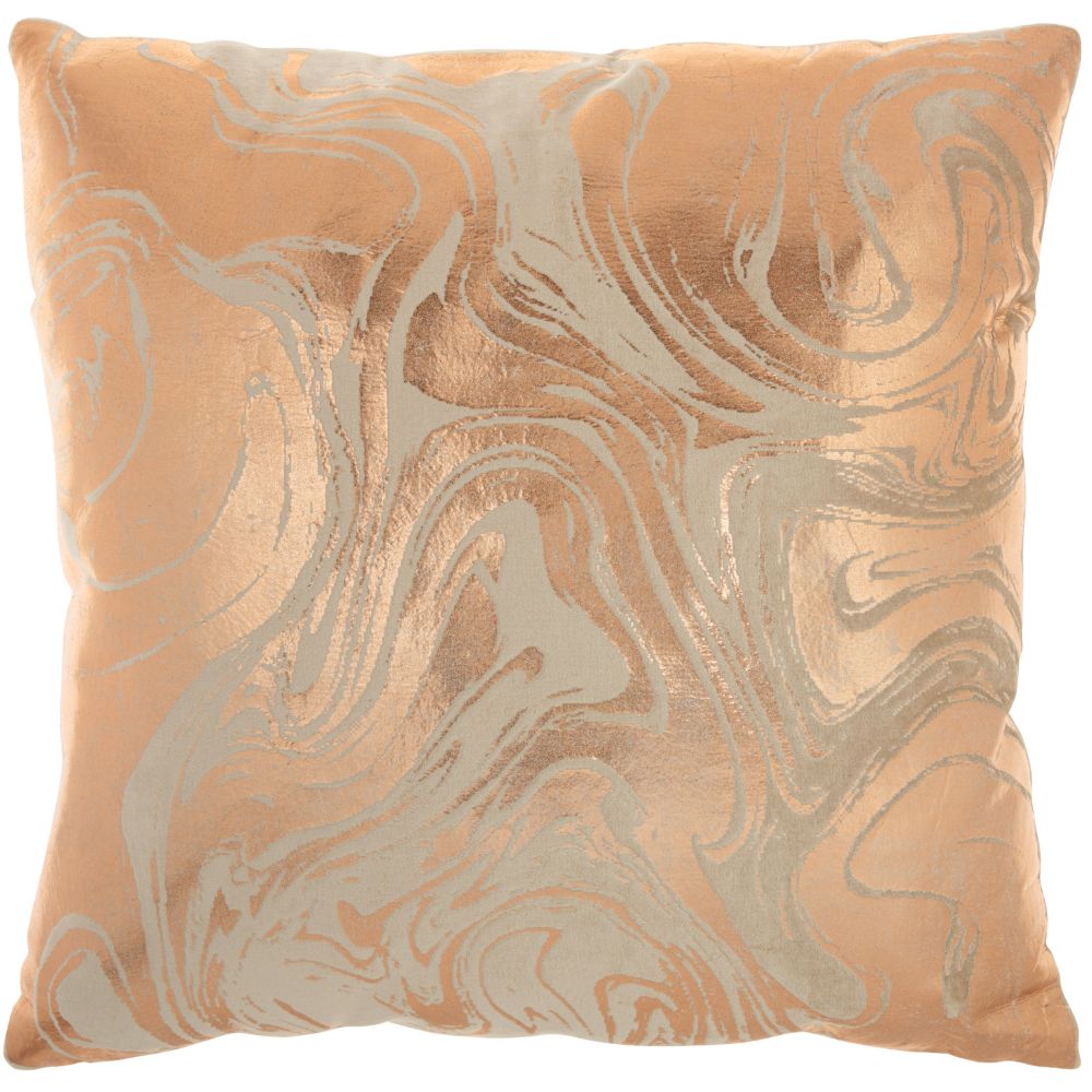 Nourison AC221 Mina Victory Luminecence Metallic Marble Rose Gold Pillow in Rose Gold