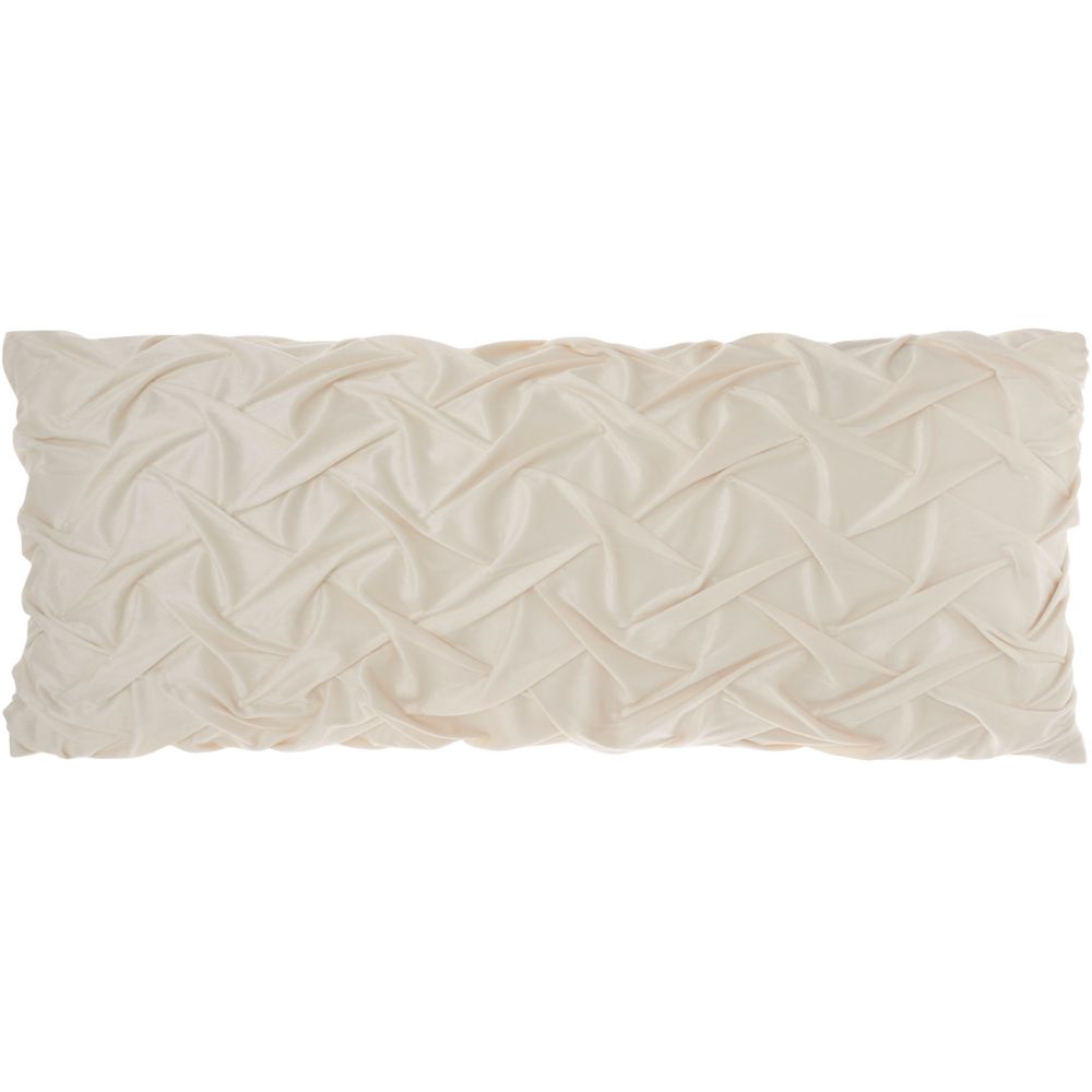 Nourison L0064 Mina Victory Life Styles Velvet Pleated Waves Ivory Throw Pillows
