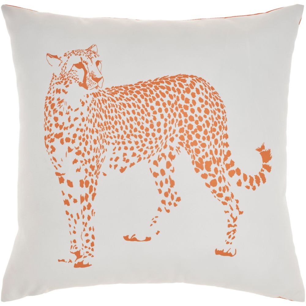 Nourison L3393 Mina Victory Outdoor Pillows Raised Print Leopard Orange Throw Pillows