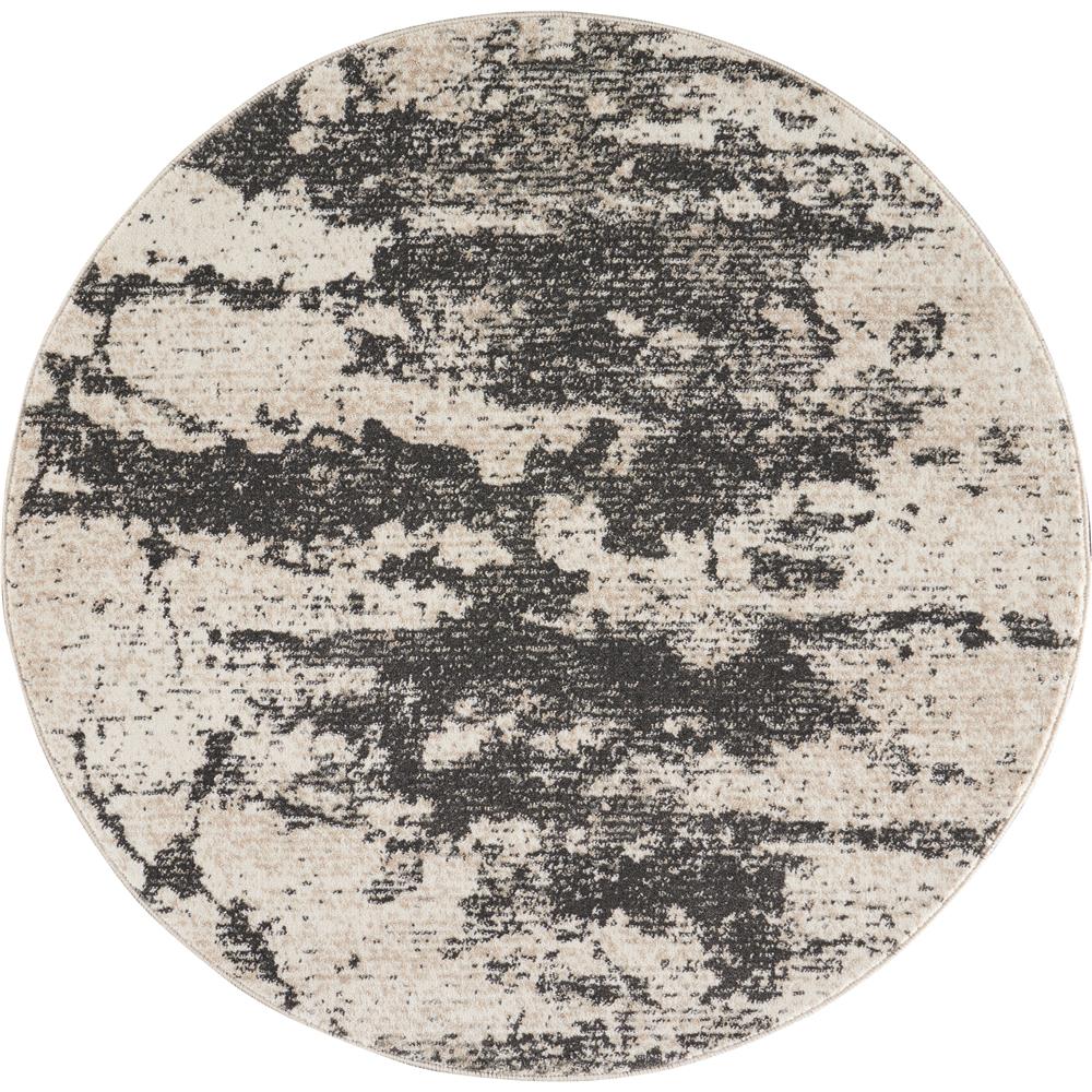 Nourison MAE07 Maxell 5 Ft.3 In. x ROUND Indoor/Outdoor Round Rug in  Ivory/Grey