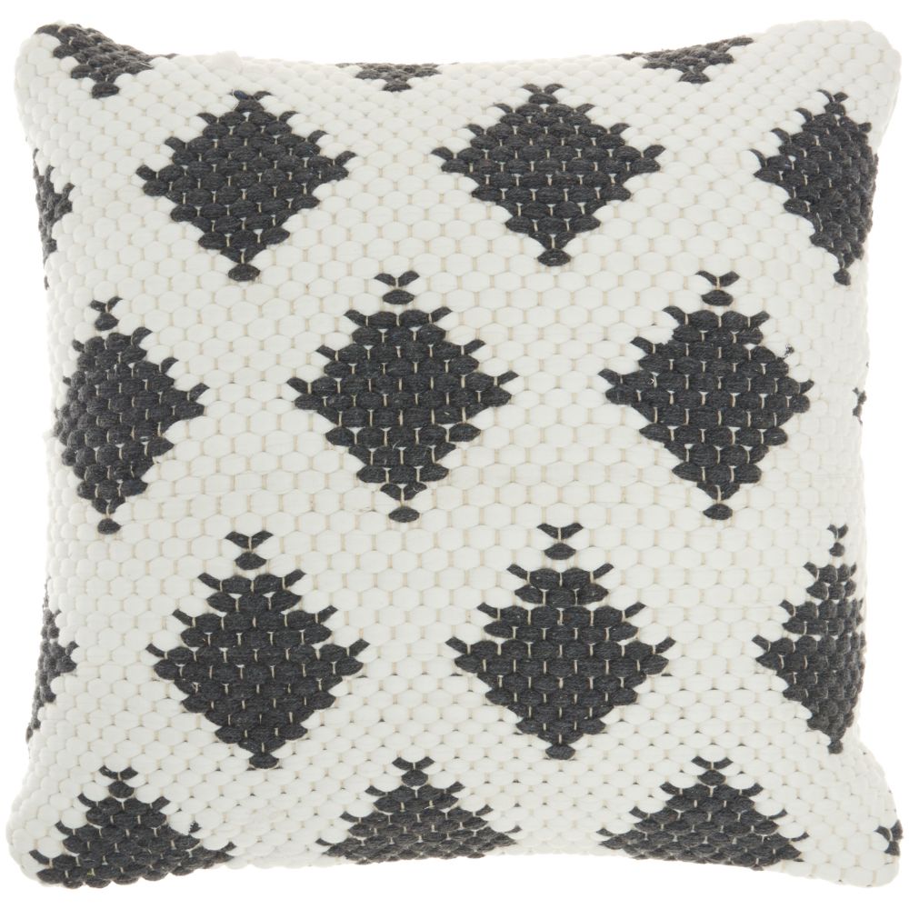 Nourison DL881 Mina Victory Life Styles Woven Diamonds Blush Throw Pillow in Charcoal