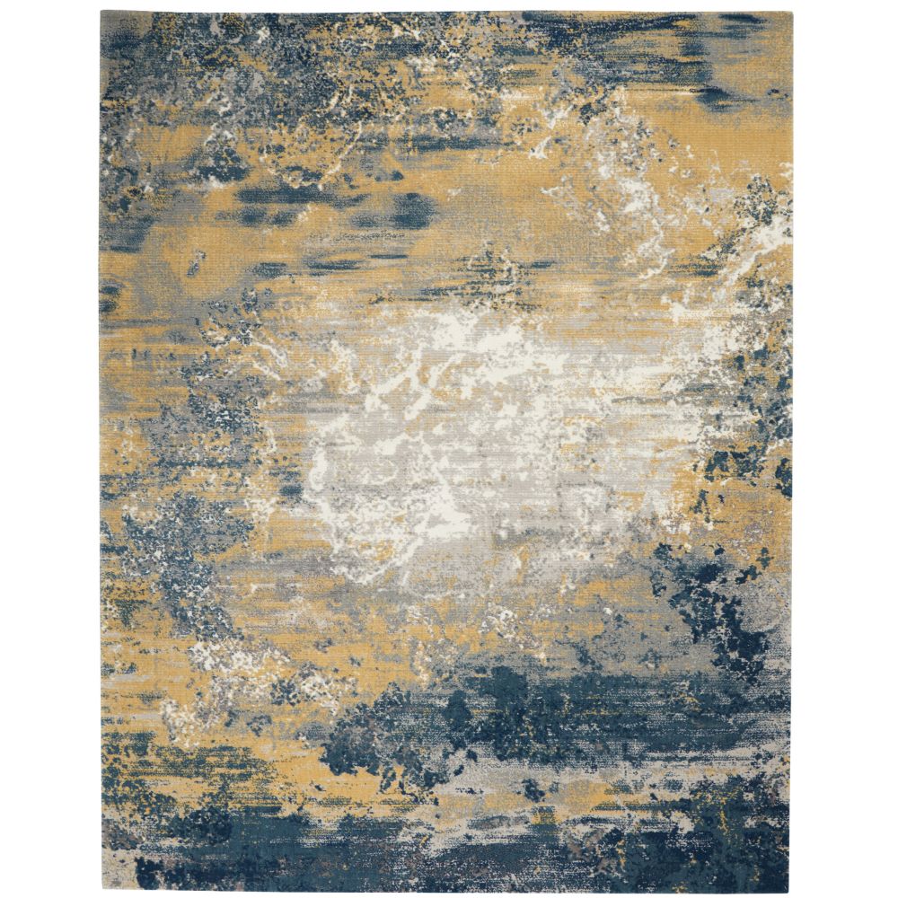 Nourison TWI22 Twilight Area Rug in Navy Gold, 8