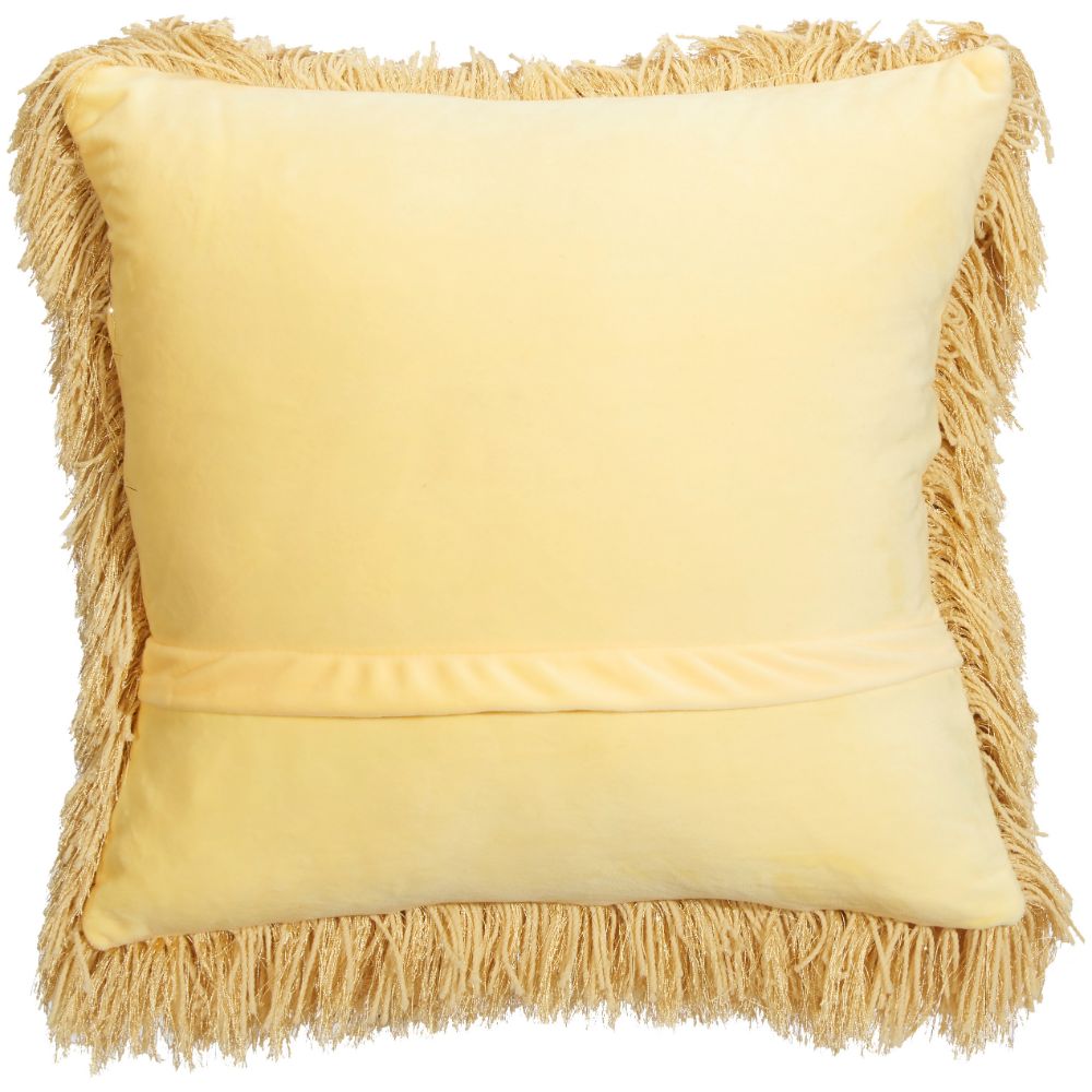 Nourison TL004 Mina Victory Shag Yarn Shimmer Shag Yellow Throw Pillow in Yellow
