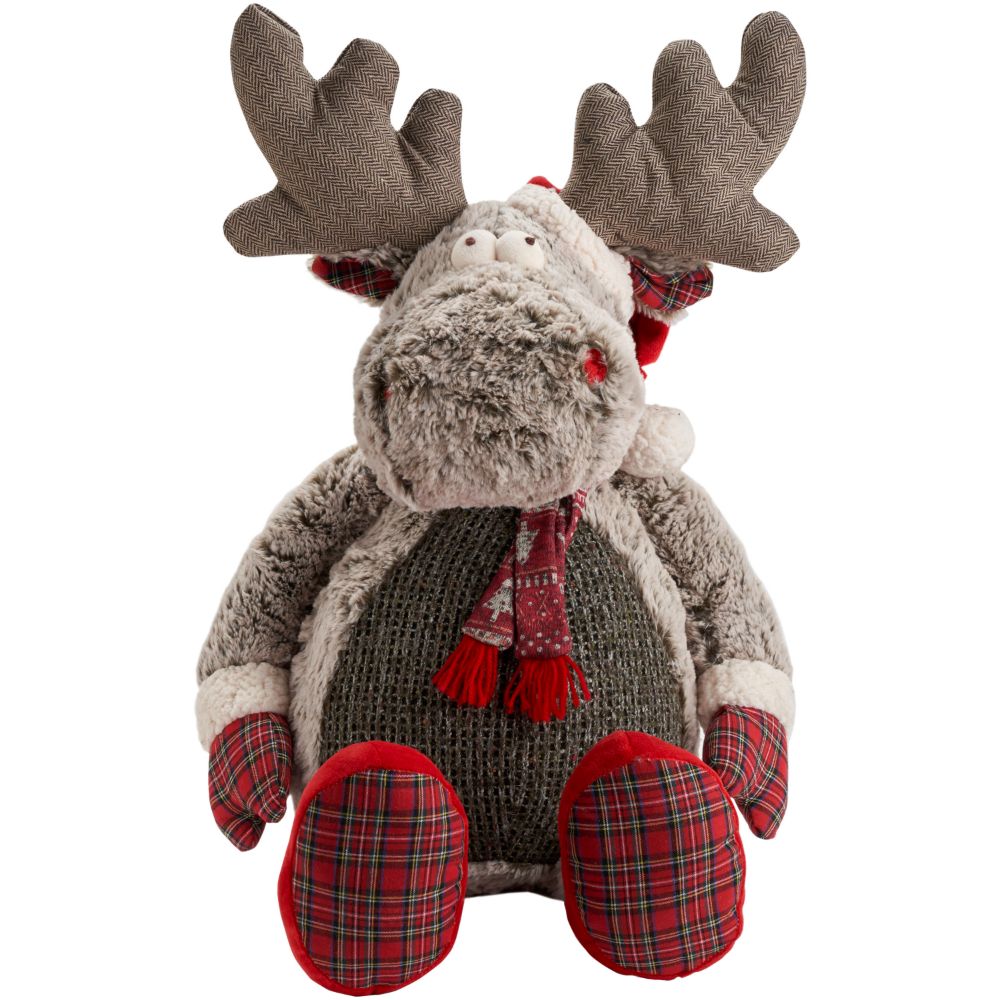 Nourison N8561 Mina Victory Plush Lines Holiday Moose Brown Plush Animals