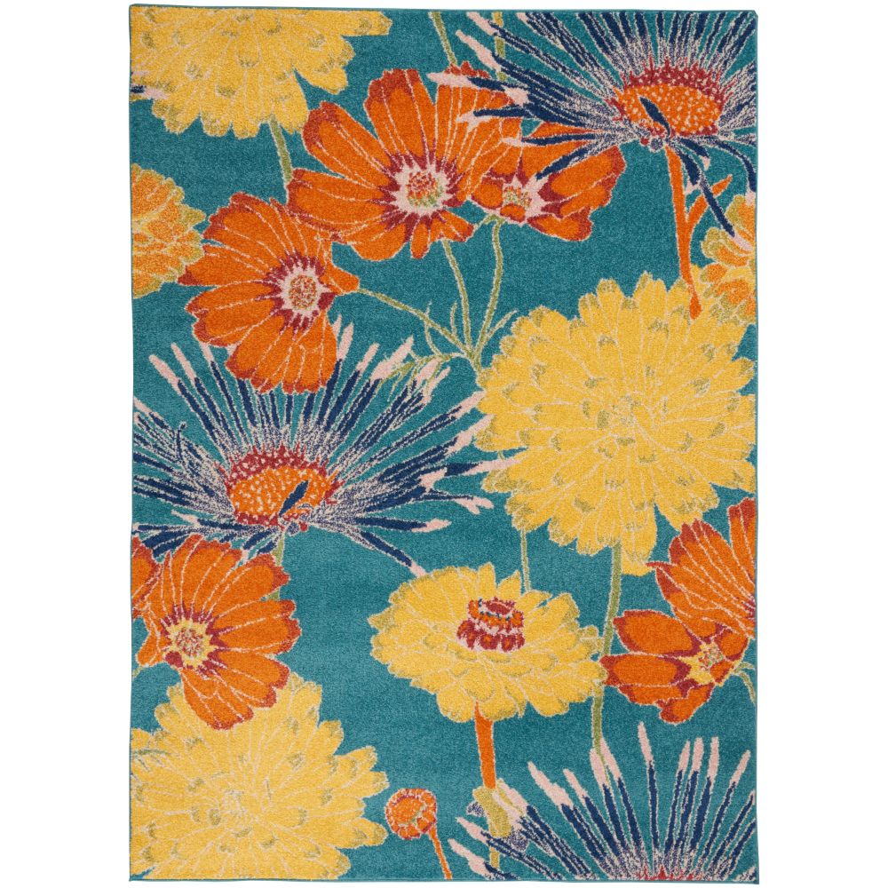 Nourison ALR06 Allure 5 Ft. 3 In. x 7 Ft. 3 In. Area Rug in Turquoise Multicolor