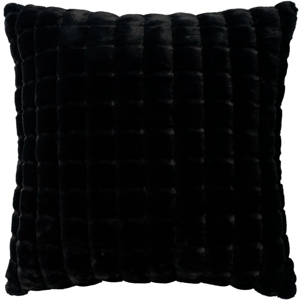 Nourison RD123 Waverly Indoor Plw Faux Rabbit Square Throw Pillows in Black