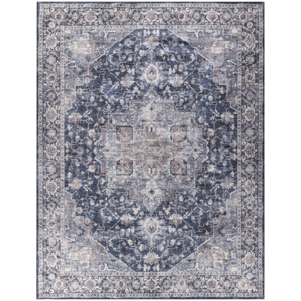 Nourison SR101 Machine Washable Series 1 Area Rug in Ivory Navy, 9