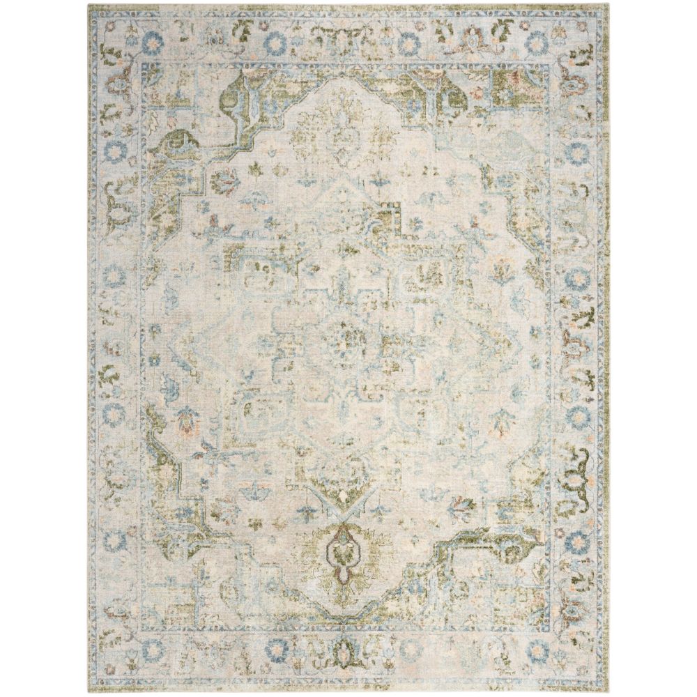 Nourison ASW12 Astra Machine Washable Area Rug 6 ft. 7 in. X 9 ft. in Blue Green