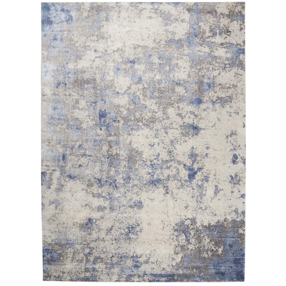 Nourison SLE04 Sleek Textures 7 Ft.10 In. x 10 Ft.6 In. Indoor/Outdoor Rectangle Rug in  Blue/Ivory/Grey