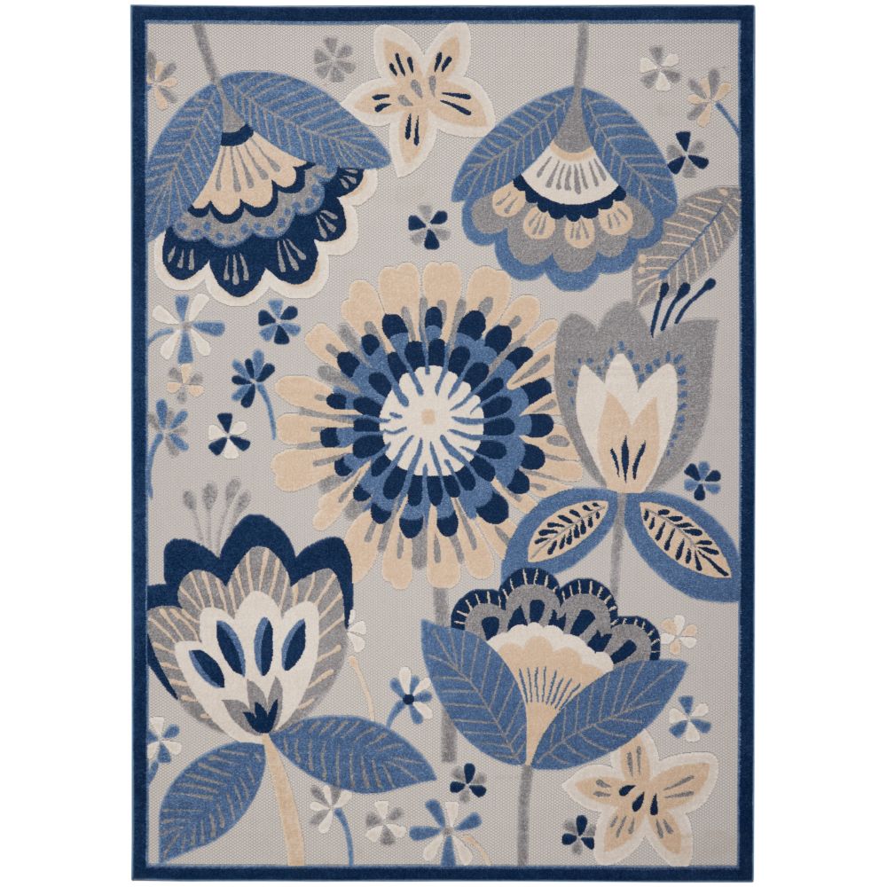 Nourison ALH25 Aloha 9 Ft. 6 In. x 13 Ft. Area Rug in Blue/Grey