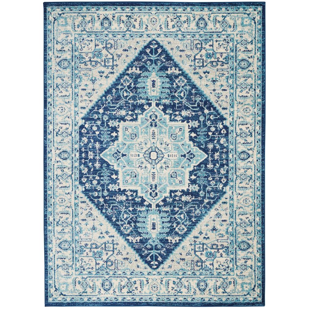 Nourison TRA06 Tranquil 5 Ft.3 In. x 7 Ft.3 In. Indoor/Outdoor Rectangle Rug in  Ivory/Navy