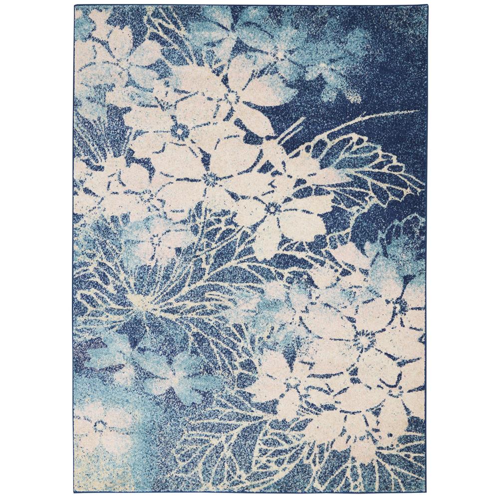 Nourison TRA08 Tranquil 5 Ft.3 In. x 7 Ft.3 In. Indoor/Outdoor Rectangle Rug in  Navy/Pink