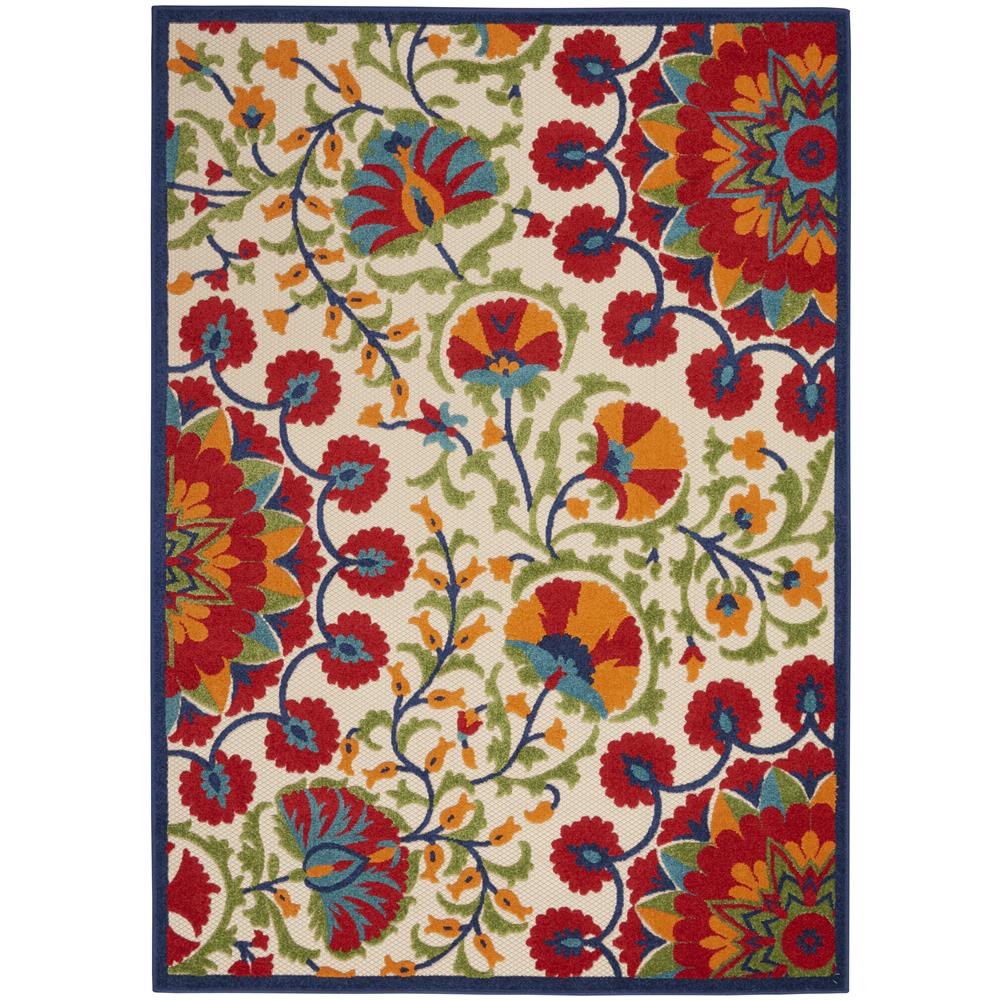 Nourison ALH20 Aloha 6 Ft. x 9 Ft. Indoor/Outdoor Rectangle Rug in  Red/Multi