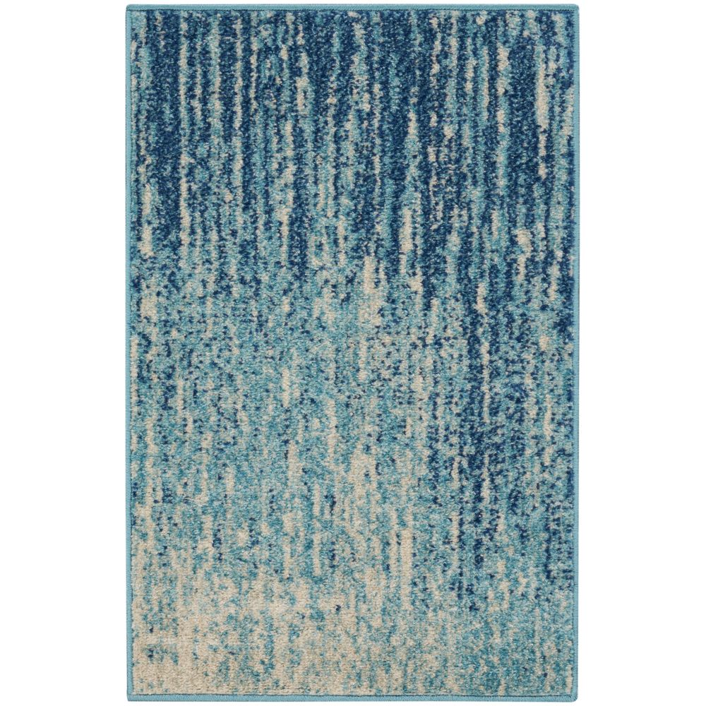 Nourison PSN09 Passion 1 Ft. 10 In. x 2 Ft. 10 In. Area Rug in Navy/Light Blue