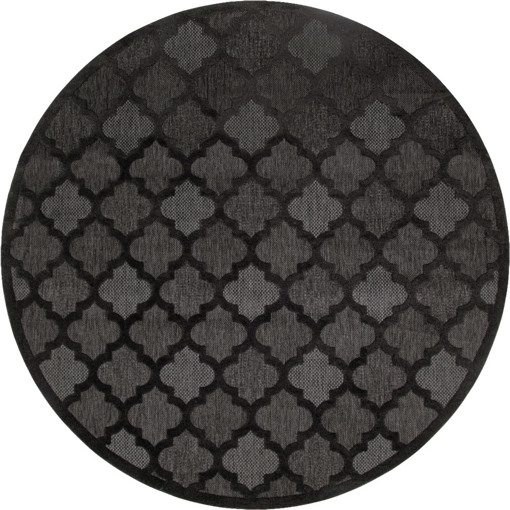 Nourison NES01 Easy Care Area Rug in Charcoal Black, 8