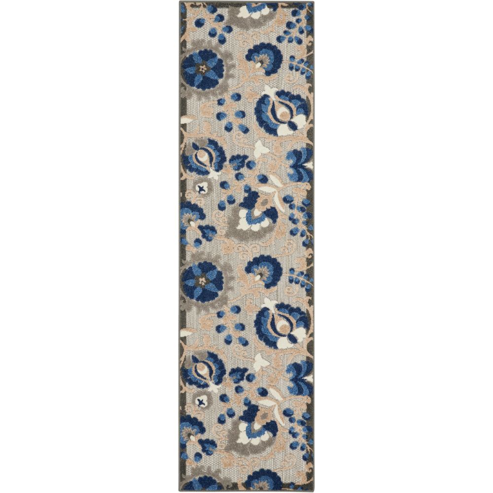Nourison ALH17 Aloha 2 Ft. 3 In. x 12 Ft. Area Rug in Natural/Blue
