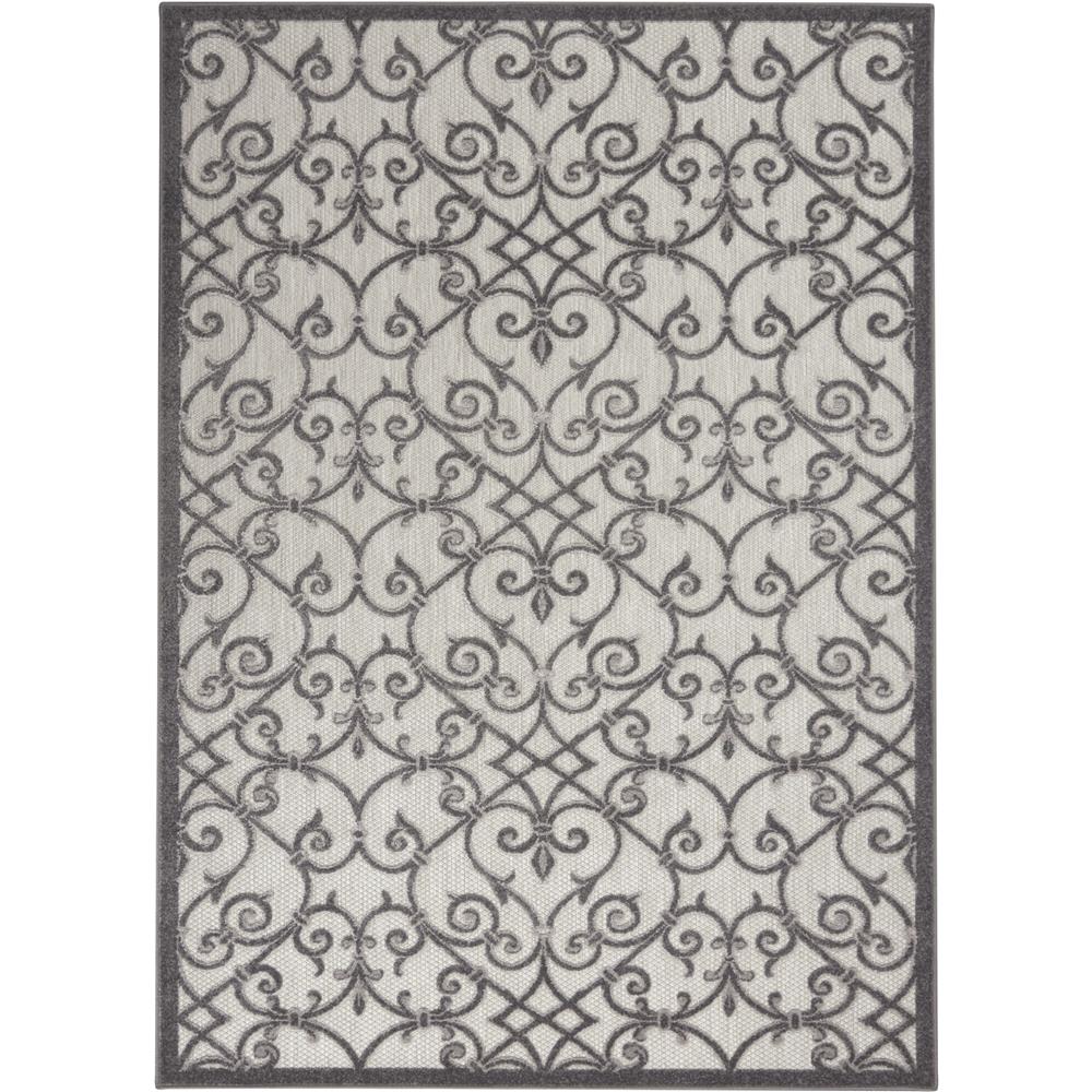 Nourison ALH21 Aloha 5 Ft.3 In. x 7 Ft.5 In. Indoor/Outdoor Rectangle Rug in  Grey/Charcoal