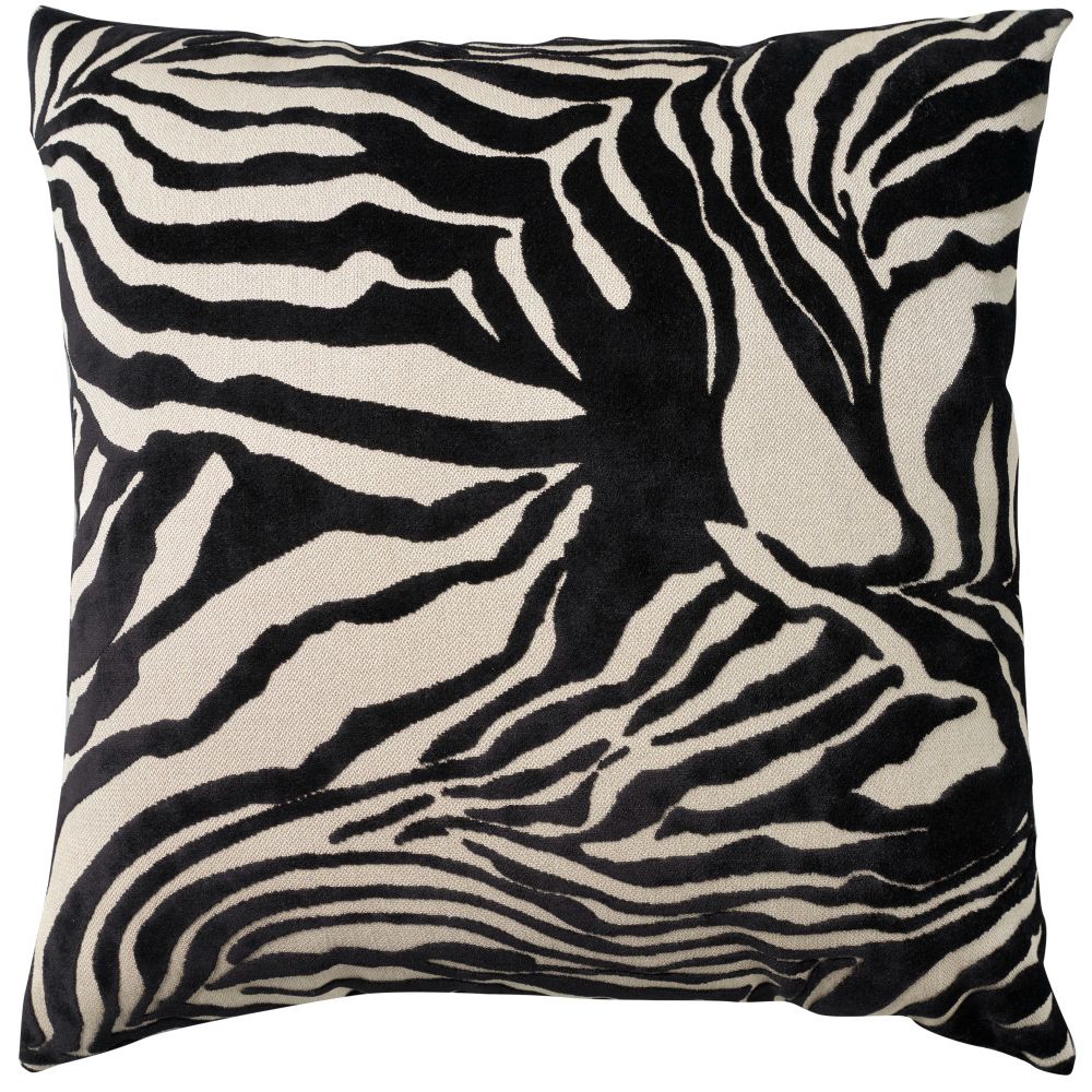 Nourison L3028 Mina Victory Sofia Jaquard Zebra Velvet Throw Pillows in Black