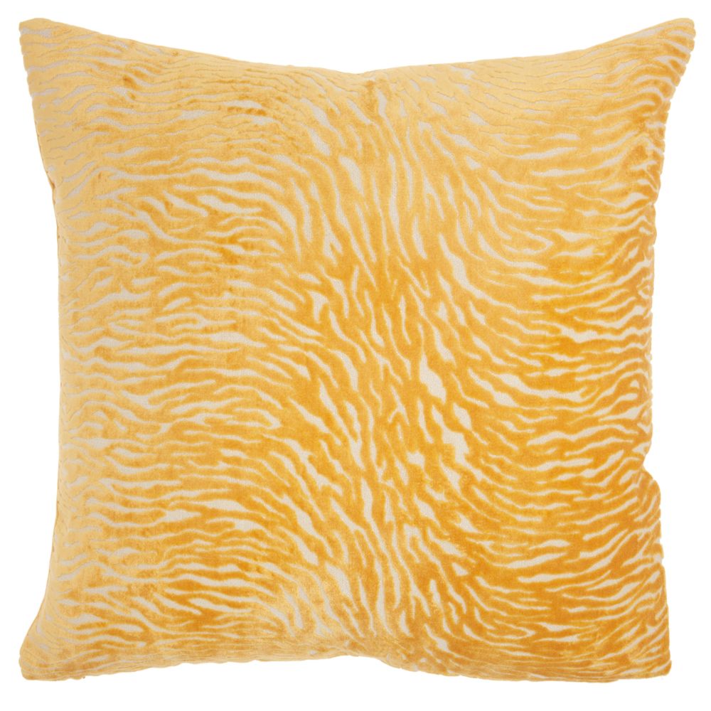 Nourison ET139 Mina Victory Luminescence Metallic Zebra Yellow Throw Pillow in Yellow