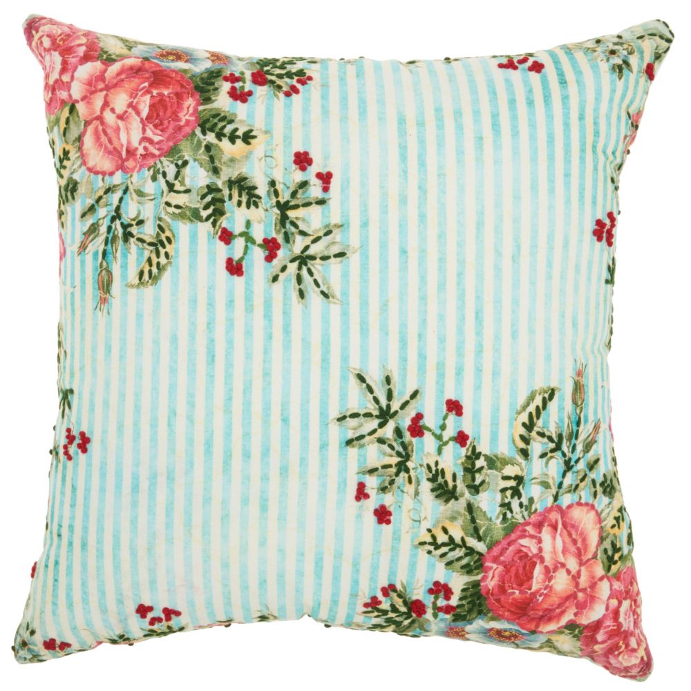 Nourison ST390 Mina Victory Life Styles Spring Garden Multicolor Throw Pillow in Multicolor