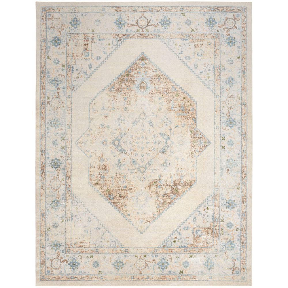 Nourison ASW13 Astra Machine Washable Area Rug 9 ft. X 12 ft. in Ivory Blue