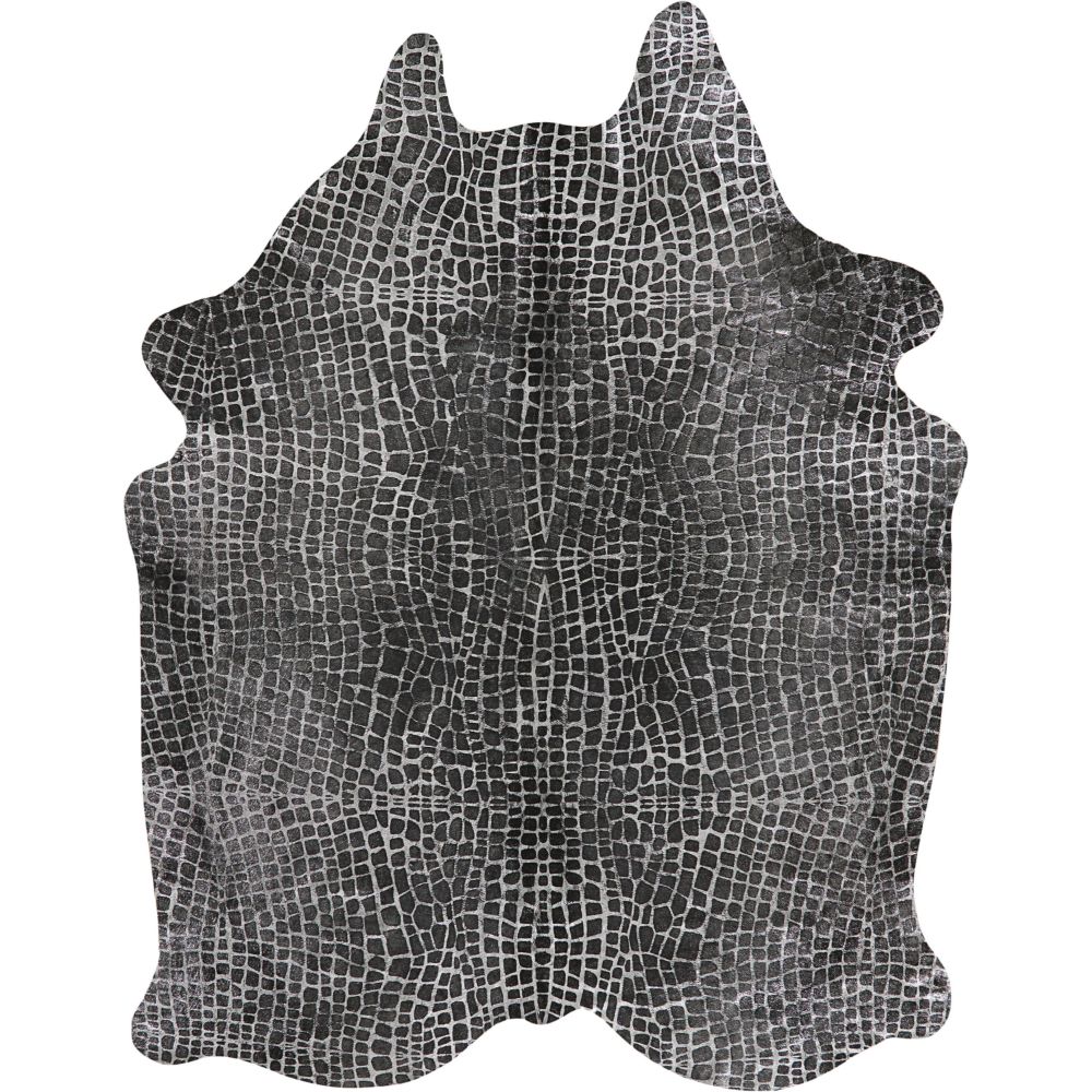 Nourison BR700 Mina Victory Crocodile Print Black/Silver Couture Rug in Black/Silver, 5