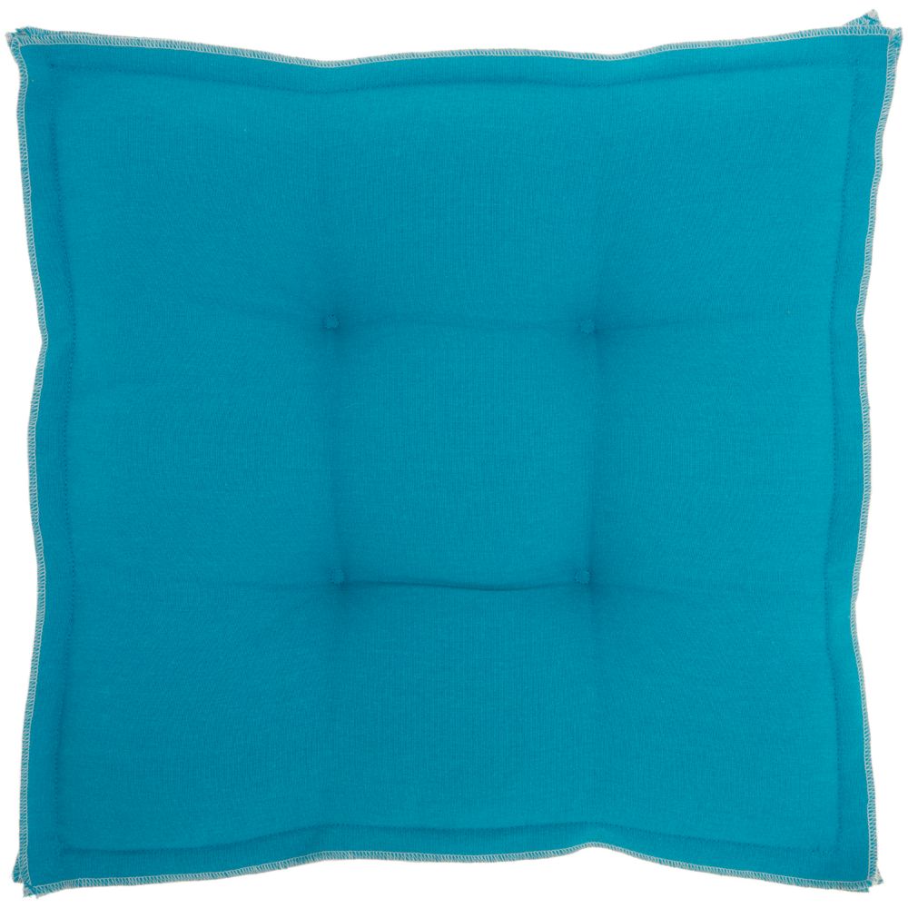 Nourison QY029 Mina Victory Turquoise Outdoor Flange Seat Cushion in Turquoise