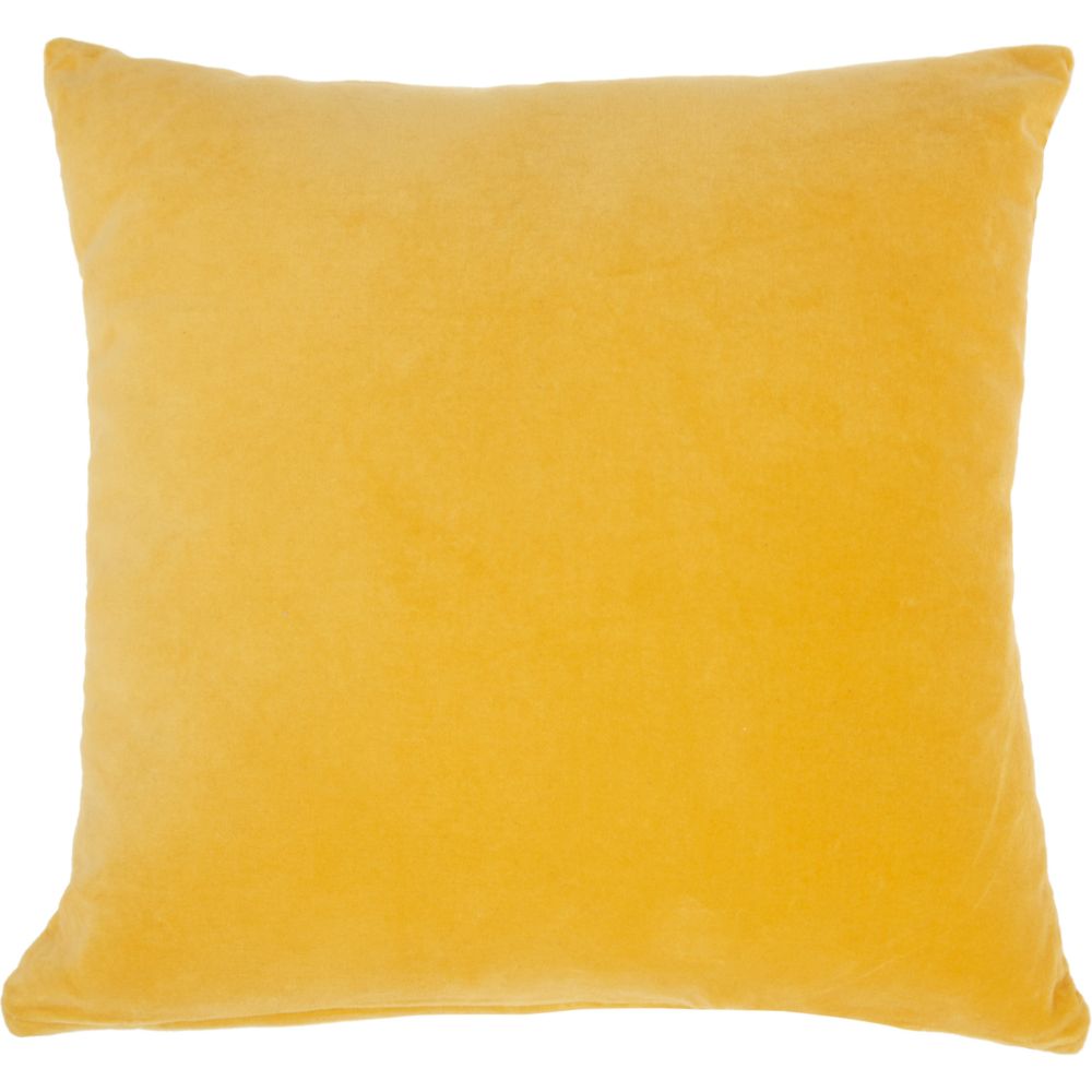 Nourison SS900 Solid Velvet Yellow Throw Pillow in Yellow