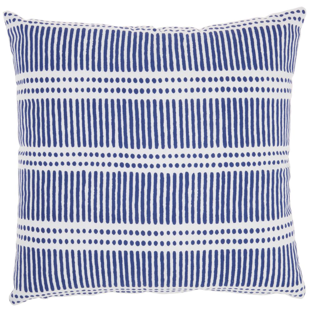 Nourison SS912 Mina Victory Life Styles Wavy Lines and Dots Navy Throw Pillow in Navy