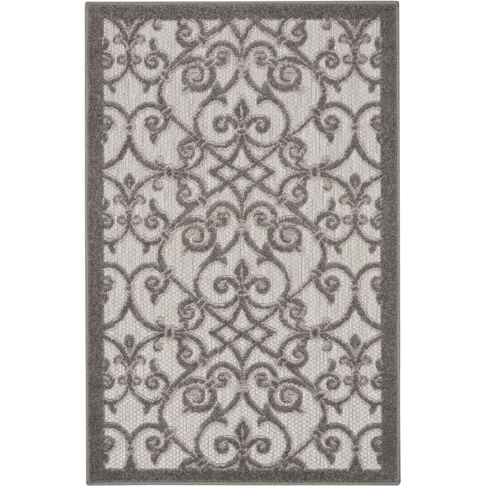 Nourison ALH21 Aloha 2 Ft.8 In. x 4 Ft. Indoor/Outdoor Rectangle Rug in  Grey/Charcoal