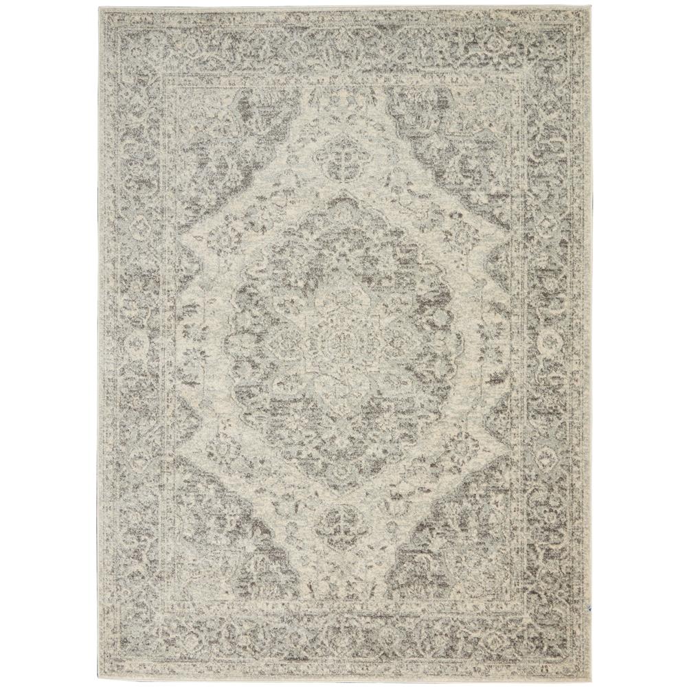 Nourison TRA05 Tranquil 5 Ft.3 In. x 7 Ft.3 In. Indoor/Outdoor Rectangle Rug in  Ivory/Grey