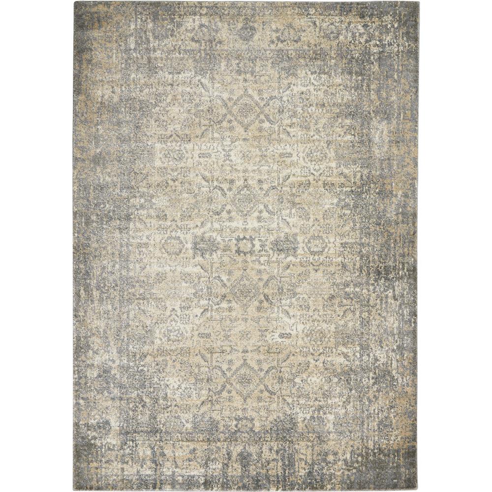 Nourison KI3M1 Moroccan Celebration 5 Ft.3 In. x 7 Ft.3 In. Indoor/Outdoor Rectangle Rug in  Ivory/Slate