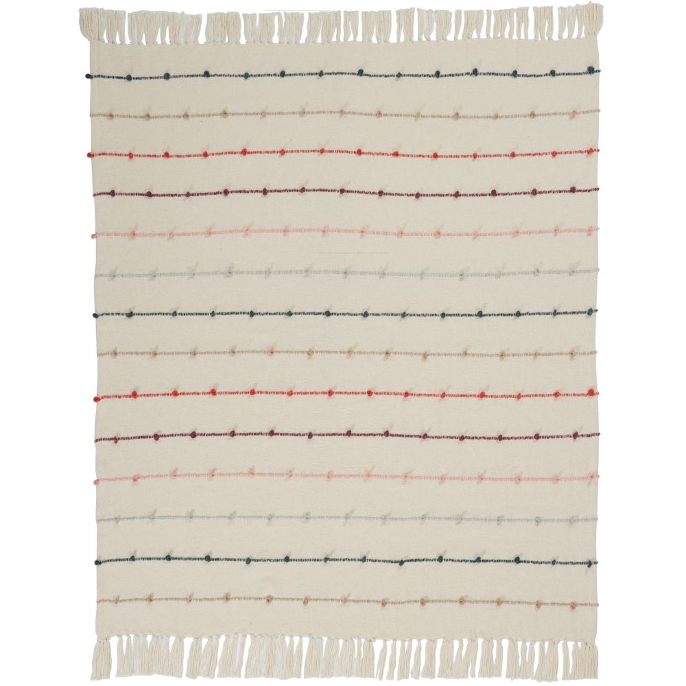 Nourison SH035 Mina Victory Life Styles Ribbed Dotted Multicolor Throw Blanket in Multicolor