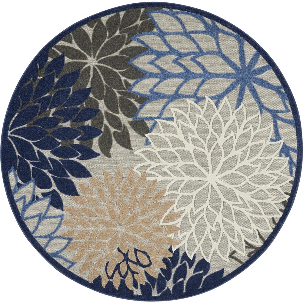 Nourison ALH05 Aloha 7 Ft.10 In. x ROUND Indoor/Outdoor Round Rug in  Blue/Multicolor