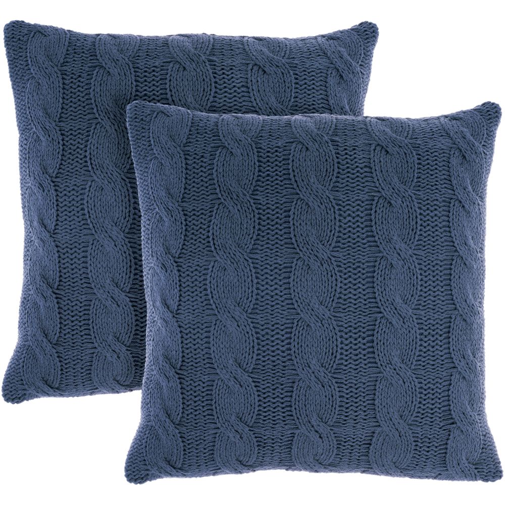 Nourison RC586 Mina Victory Life Styles Cotton Knitted 2Pack Navy Throw Pillows