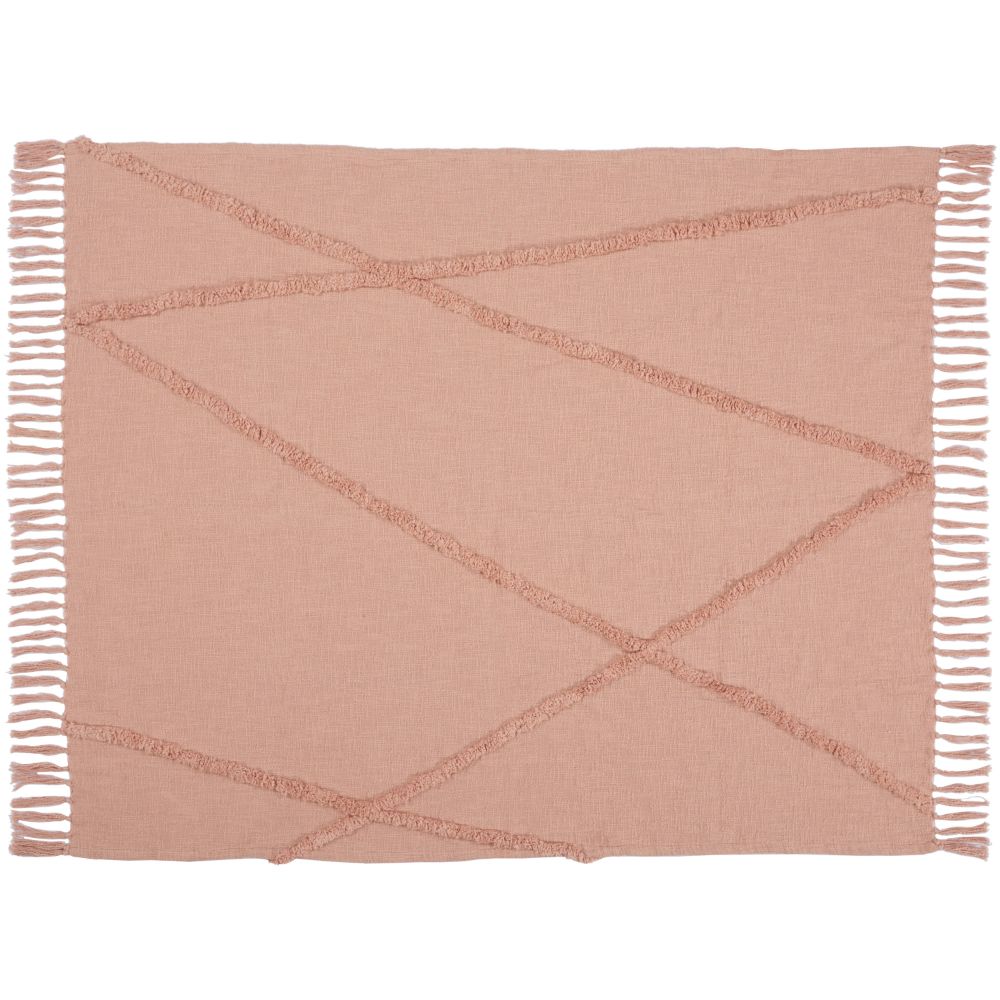Nourison SH018 Mina Victory Life Styles Tufted Abstract Diamond Blush Throw Blanket in Blush