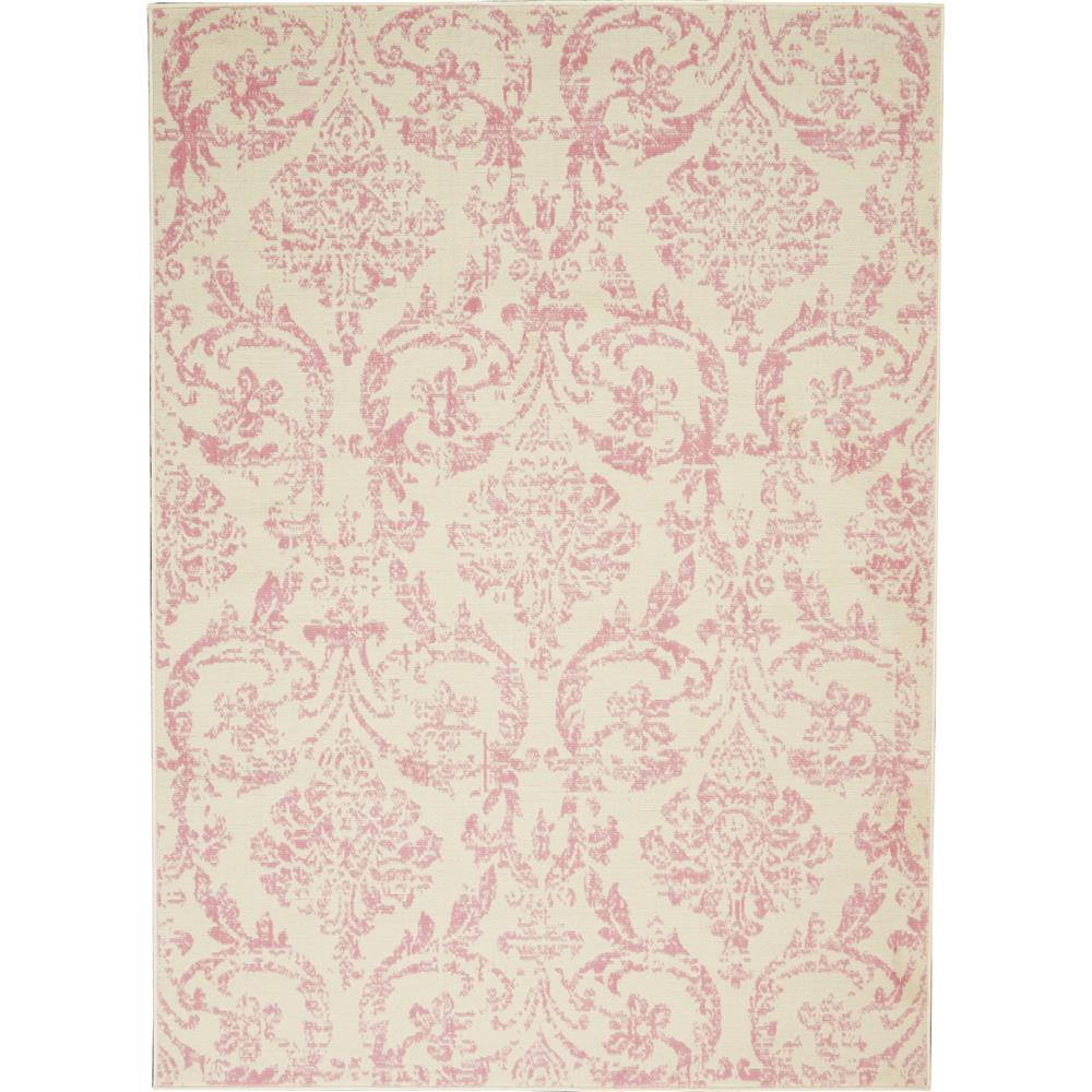 Nourison JUB09 Jubilant 5 Ft.3 In. x 7 Ft.3 In. Indoor/Outdoor Rectangle Rug in  Ivory/Pink