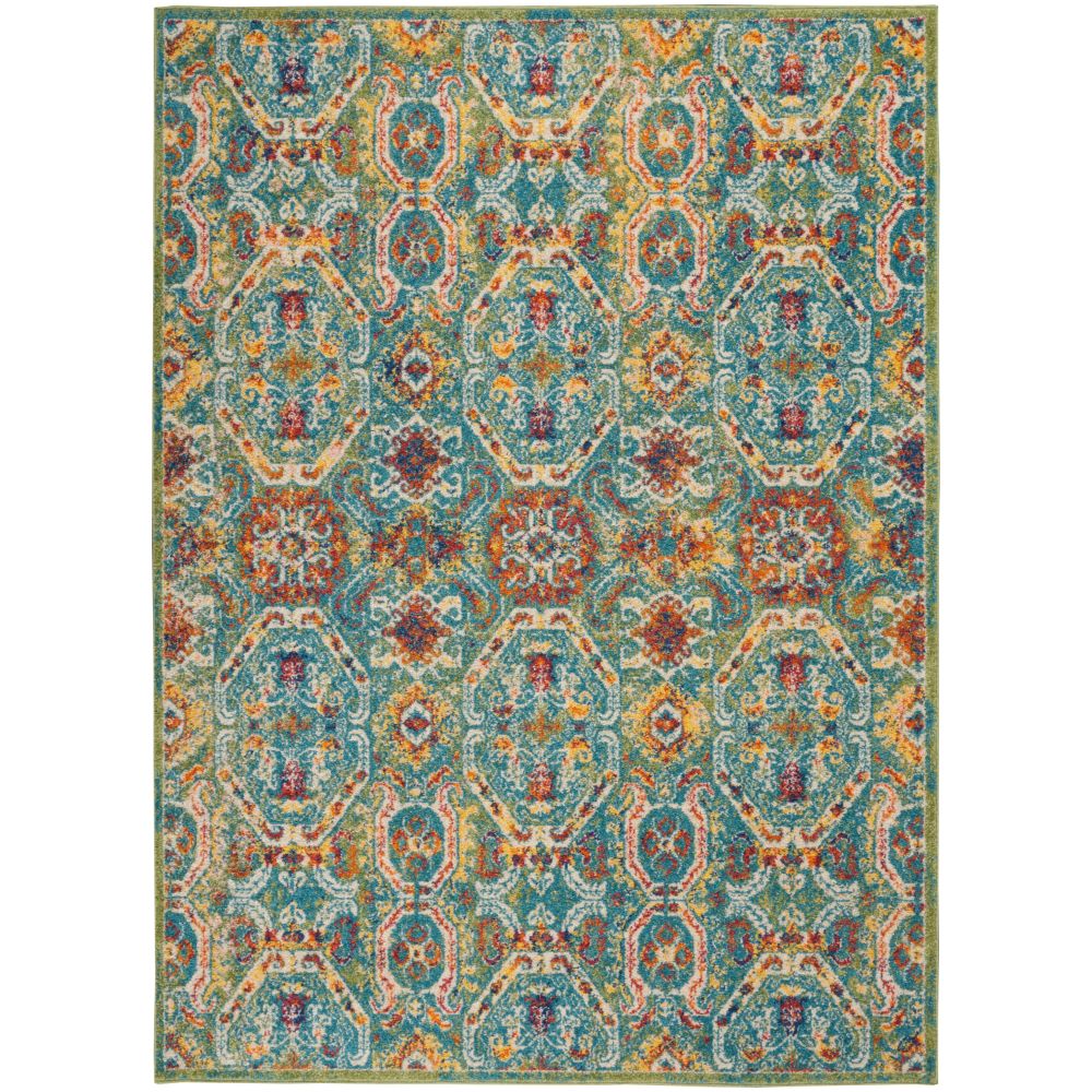 Nourison ALR05 Allure 5 Ft. 3 In. x 7 Ft. 3 In. Area Rug in Turquoise Multicolor