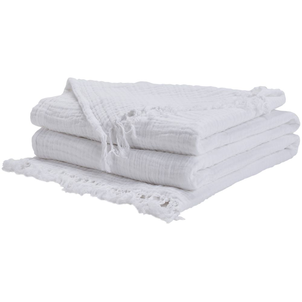 Nourison TH104 Sofia 4 Layer Muslin White Throw Blanket