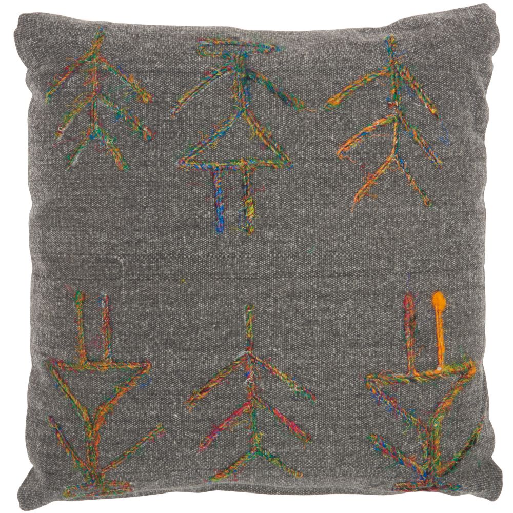 Nourison GT649 Life Styles Sari Figures Charcoal Throw Pillow in Charcoal