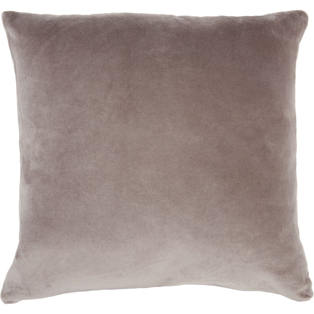 Nourison SS900 Solid Velvet Taupe Throw Pillow in Taupe