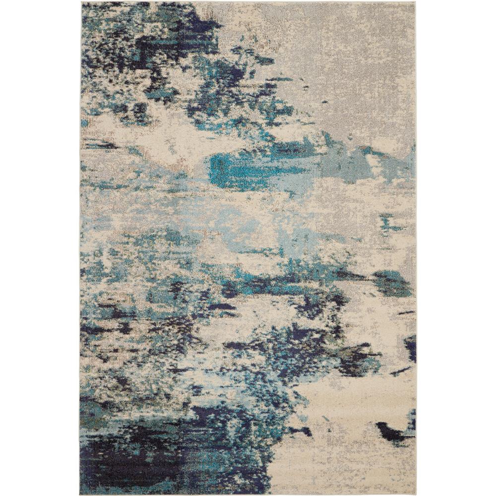 Nourison CES02 Celestial 6 Ft. x 9 Ft. Indoor/Outdoor Rectangle Rug in  Ivory Teal Blue