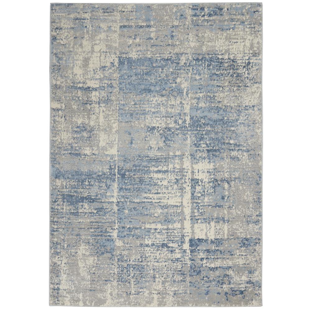 Nourison SLA02 Solace 5 Ft.3 In. x 7 Ft.3 In. Indoor/Outdoor Rectangle Rug in  Ivory/Grey/Blue