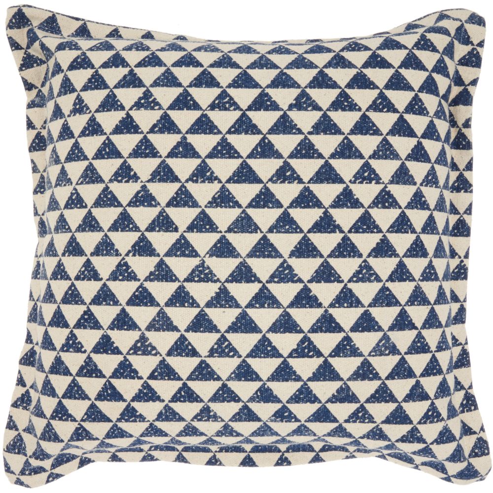 Nourison DL559 Life Styles Printed Triangles Indigo Throw Pillow in Indigo