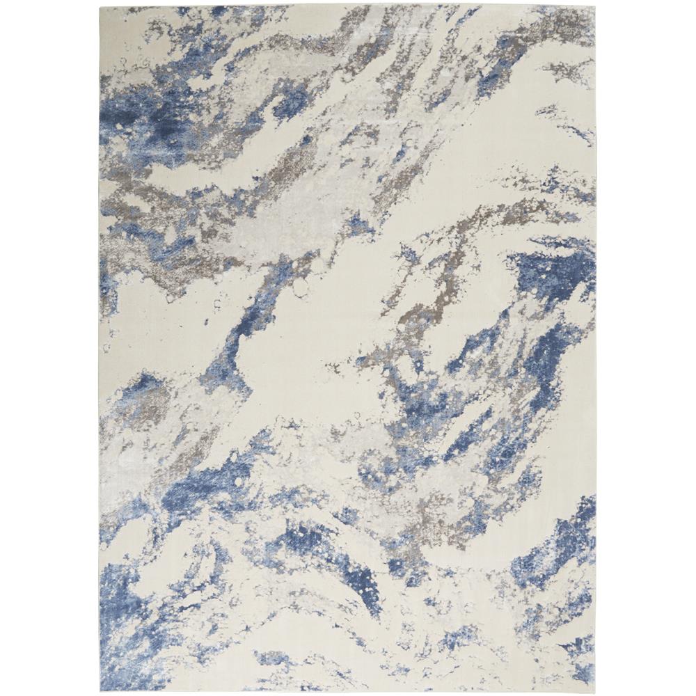 Nourison SLE03 Sleek Textures 7 Ft.10 In. x 10 Ft.6 In. Indoor/Outdoor Rectangle Rug in  Blue/Ivory/Grey